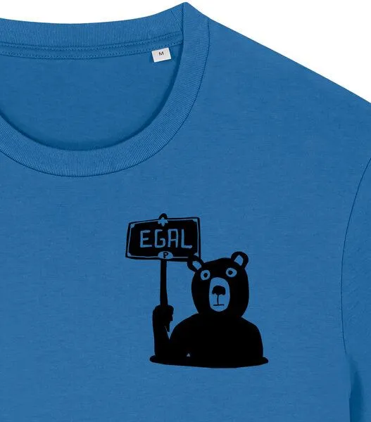 päfjes päfjes Dem Bären ist es EGAL! Dir auch? - Fair Wear Männer Unisex Bio T-Shirt Siebdruck, Blau (mindful blue), – Produktbild 4 von 4