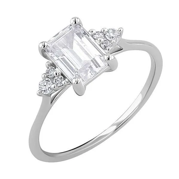 Eppi Eppi Verlobungsring mit Moissanit und Lab Grown Diamanten Miha, Weiss, – Produktbild 2 von 3