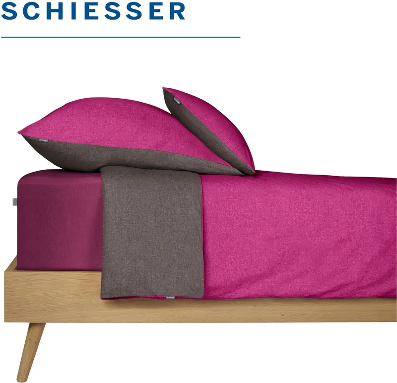 Schiesser Schiesser Spannbettlaken Elli aus weicher Baumwolle mit Elasthananteil für flexiblen Sitz, Jersey-Elasthan, Gummizug: rundum, (1 Stück), für hohe Matratzen und Boxspringbetten, OEKO-TEX® MADE IN GREEN, Rot, – Produktbild 1 von 5