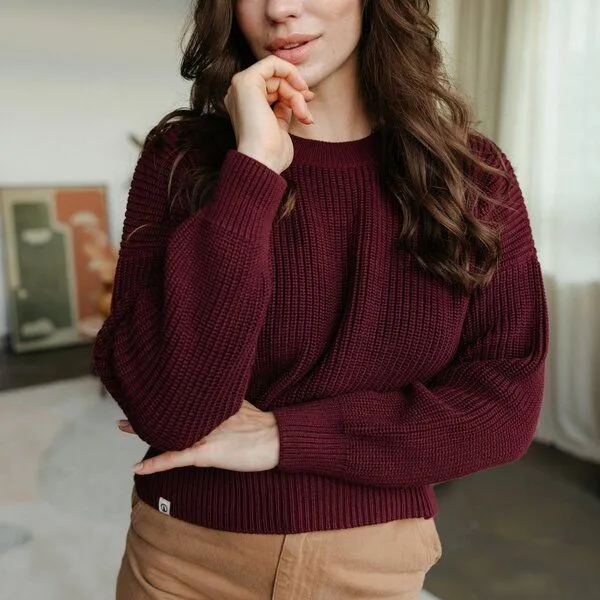 NORDLICHT NORDLICHT Grobstrick Pullover aus 100% Baumwolle MARA, Rot, – Produktbild 1 von 4