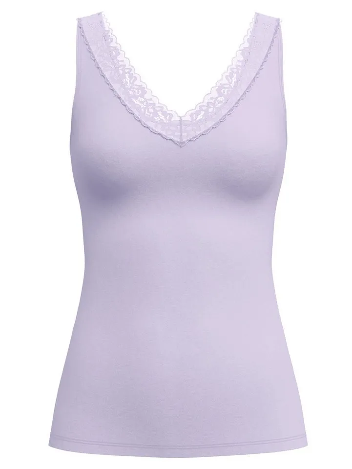 CALIDA CALIDA Tanktop Natural Comfort Lace elastisch, V-Ausschnitt, weiche Spitze, breite Träger, Lila, – Produktbild 2 von 5