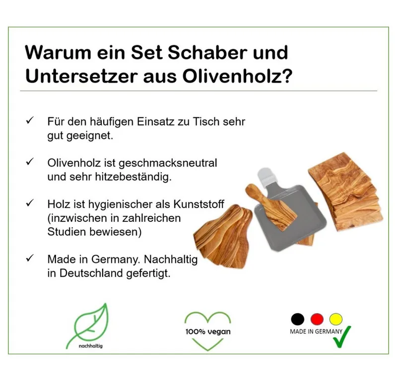 Olivenholz erleben Olivenholz erleben 6er Set Raclette-Schieber inkl. 6 Untersetzer – Produktbild 4 von 6