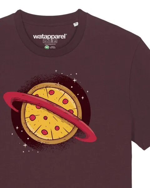 watapparel watapparel T-Shirt Unisex Pizza Planet, Red brown, – Produktbild 3 von 4