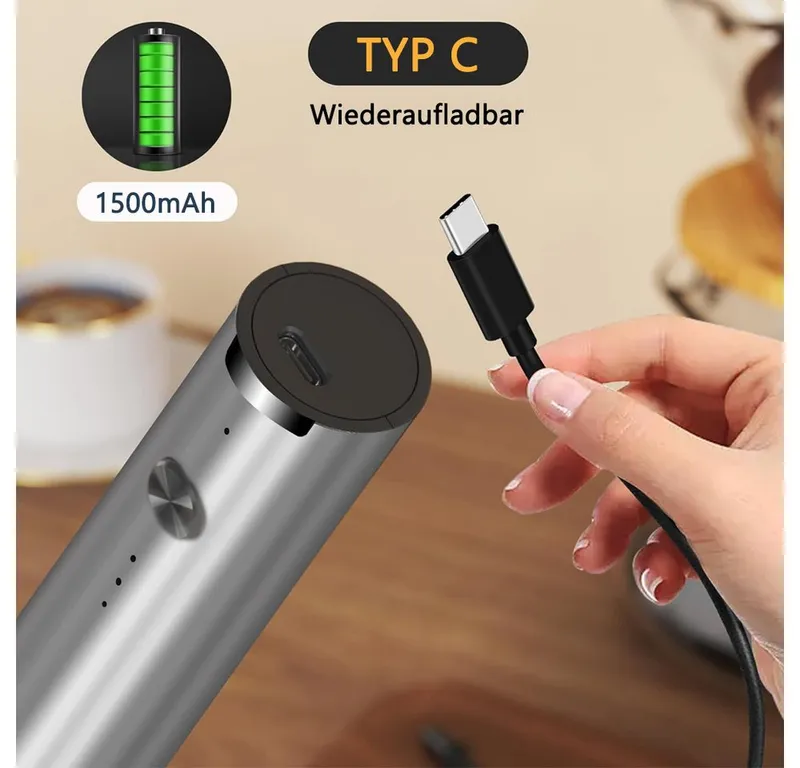 TUWENA Milchaufschäumer Milchaufschäumer Stab elektrisch, USB-C Wiederaufladbarer Aufschäumer – Produktbild 5 von 5