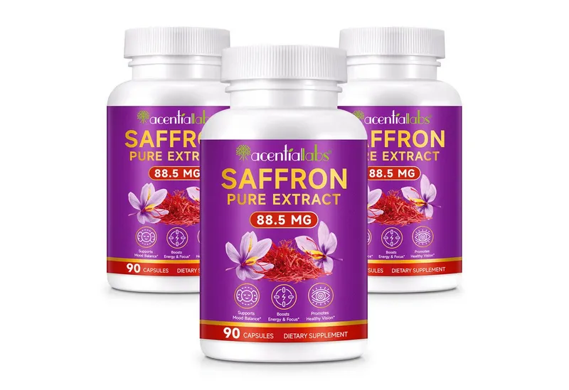 Acentiallabs Safran Saffron Pure Extrakt 88,5 mg mit Vit. B2 Hochdosiert Nahrungsergänzungsmittels, Softgels – Produktbild 2 von 7