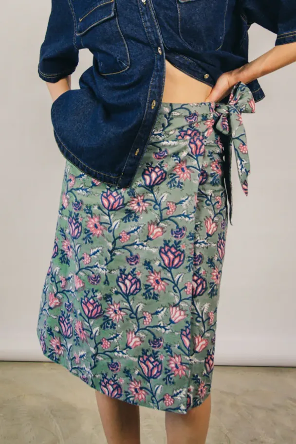 el.résidu el.résidu Damen vegan Rock Amira Lang Teal Grün, Rosa, – Produktbild 2 von 2