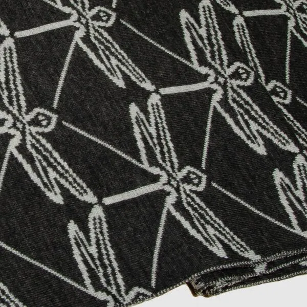 LANARTO slow fashion LANARTO slow fashion Schal Muster 'Libelle' zweifarbig gestrickt aus Merinowolle, Grau (hell&dunkel), – Produktbild 1 von 3