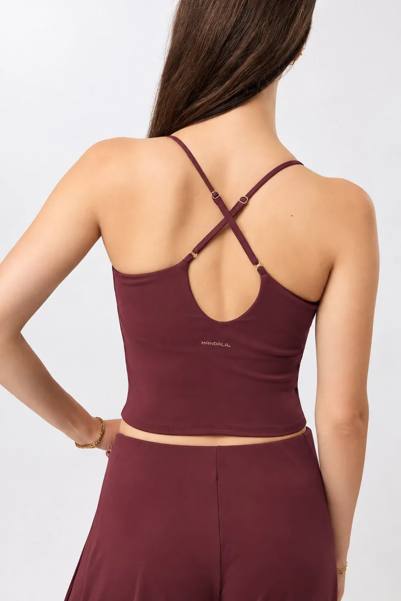 mandala mandala Damen vegan Sport Top Kurz Geschnitten Pilates Rubinrot, Rot, – Produktbild 2 von 2