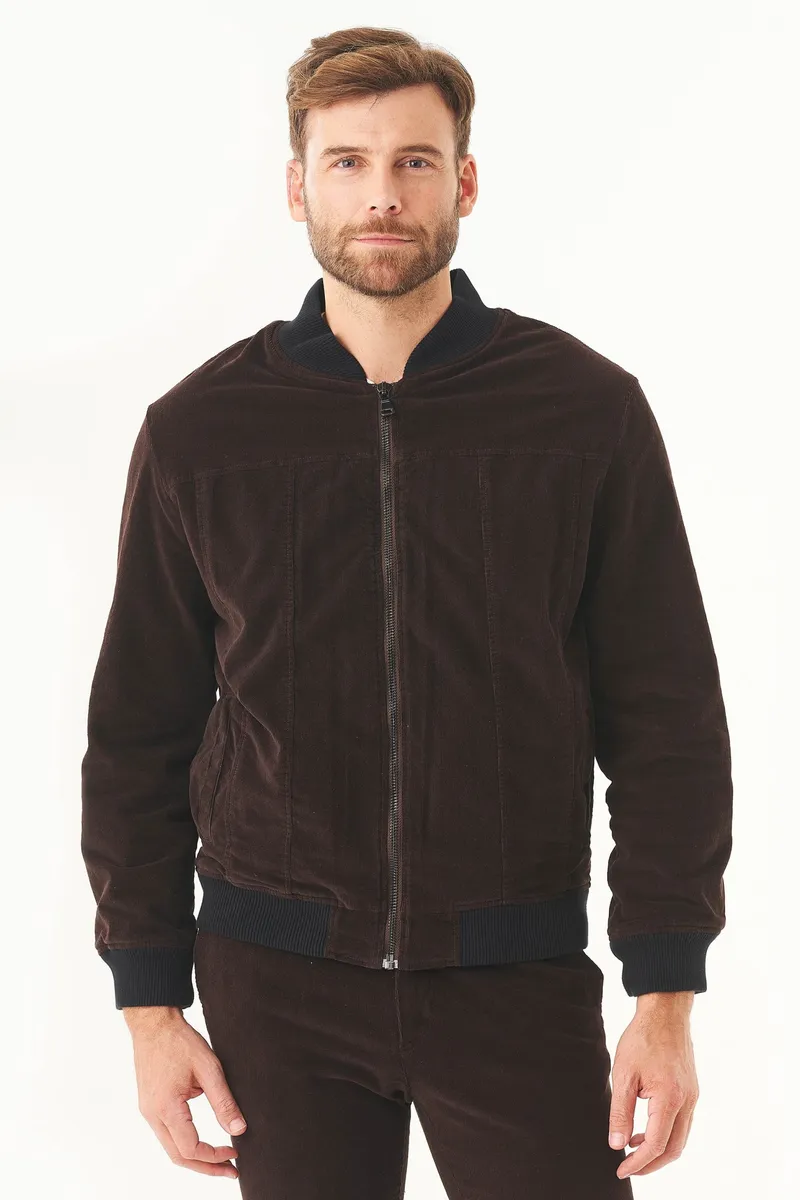 ORGANICATION ORGANICATION Herren vegan Bomberjacke Cord Espresso, Dunkelbraun, – Produktbild 2 von 2