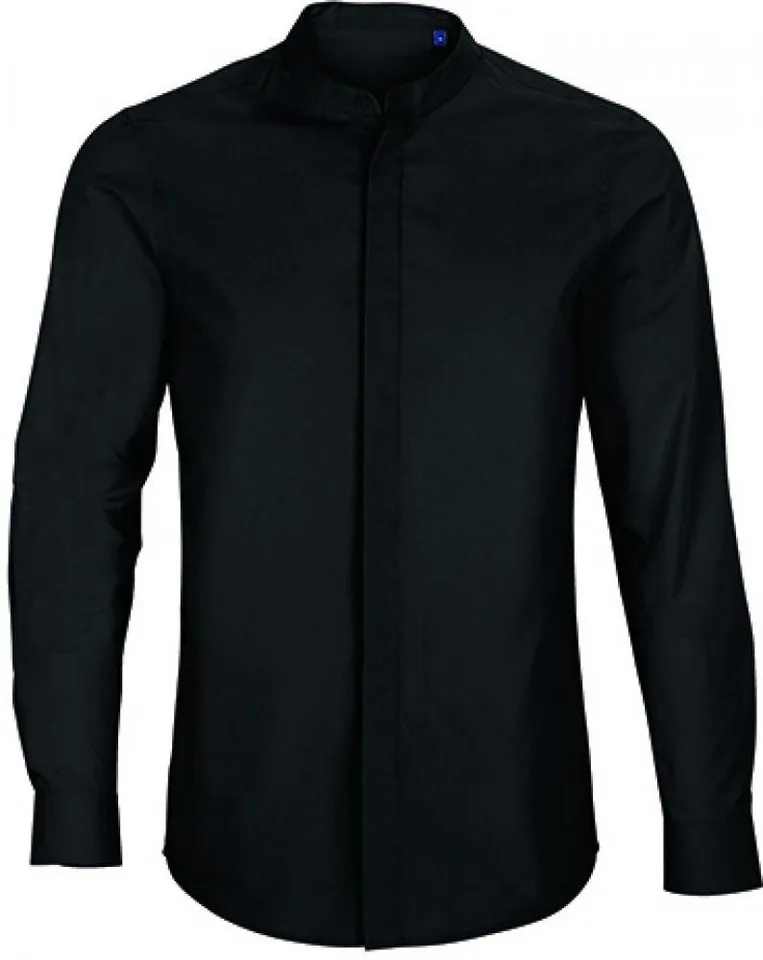NEOBLU NEOBLU Jackenblazer Herren Mao Collar Shirt Bart Businesshemd, Deep black, – Produktbild 1 von 3