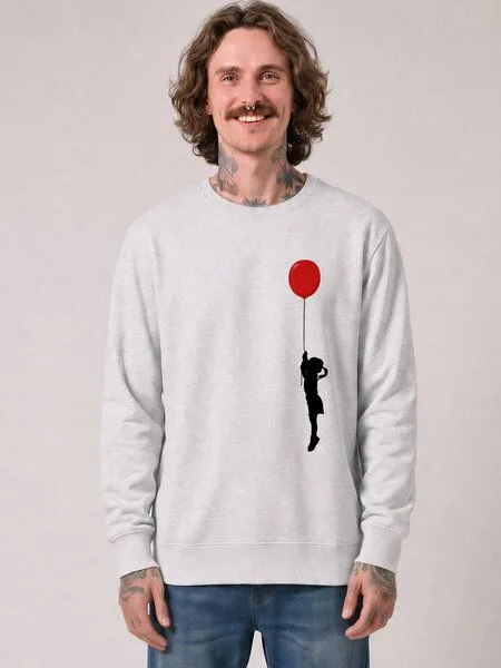watapparel watapparel Sweatshirt Unisex Mädchen mit Luftballon, Cool heather grey, – Produktbild 2 von 2