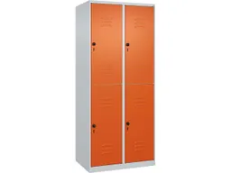 C+P C+P Doppelstock-Spind Classic PLUS, 4 Fächer, 1850x800x500mm, Lichtgrau/Reinorange – Produktbild 1 von 1