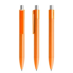 prodir prodir® Druckkugelschreiber DS4 PMM Push, blaue Mine, orange/silber satiniert, Silber / orange, – Produktbild 1 von 1