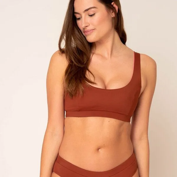 Woodlike Ocean Woodlike Ocean Anais Top - wendbar uni, Braun (spice-pink), – Produktbild 1 von 4
