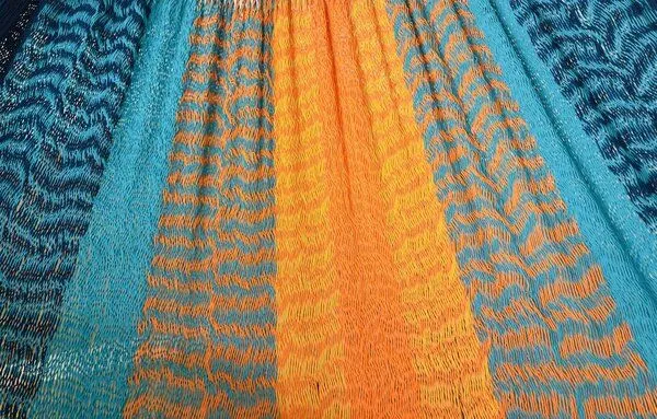 MacaMex MacaMex Solea Netzhängematte L Baumwolle, Breeze (blau-orange), – Produktbild 3 von 3