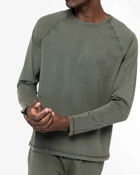YTWOO YTWOO GreenStyle Herren Raglan-Shirt: Longsleeve aus Bio-Baumwolle, Khaki, – Produktbild 3 von 4