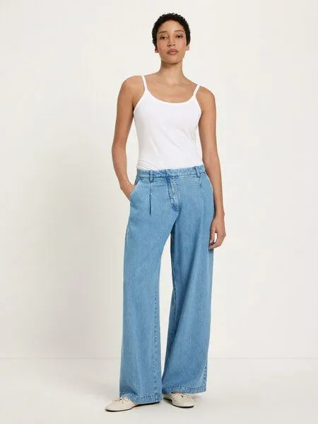LANIUS LANIUS Jeans mit Bundfalte aus TENCEL, Mid blue denim, – Produktbild 1 von 5