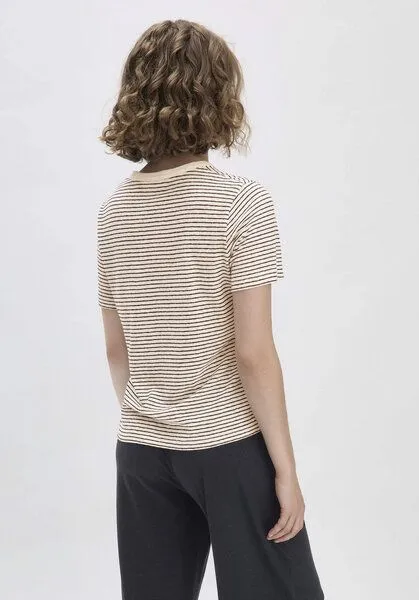 hessnatur hessnatur Streifen T-Shirt Relaxed aus Leinen mit reiner Bio-Baumwolle, Naturweiss, – Produktbild 2 von 4