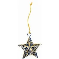 El Puente El Puente Deko-Anhänger "Stern" | Fair Trade & Handmade aus Indien, Gold,blau, – Produktbild 1 von 1