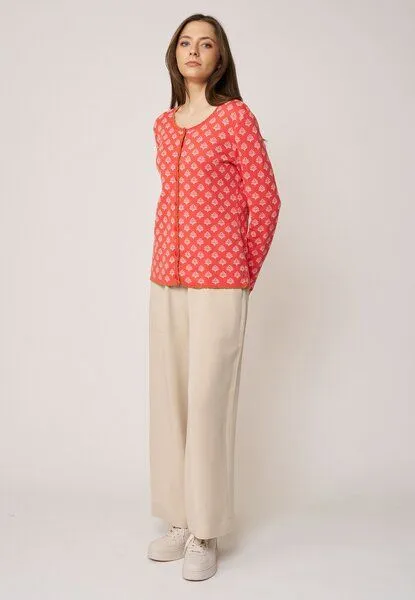 LANA Organic LANA Organic Strickjacke Jaquardmuster für Damen, Modell Lena, Anabel coral, – Produktbild 2 von 4