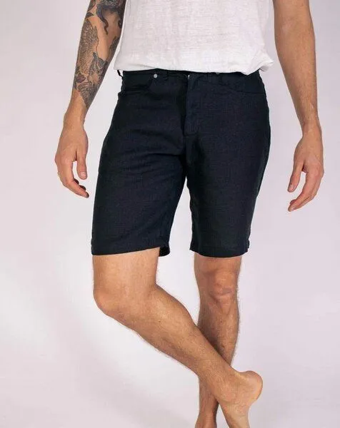 Aatise Aatise Männer Shorts 100% Leinen midi-Länge Ziggy, Schwarz, – Produktbild 1 von 2