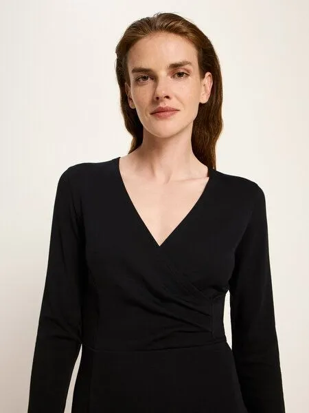 LANIUS LANIUS Kleid mit Wickelopik aus TENCEL und Bio-Baumwolle, Black, – Produktbild 2 von 4