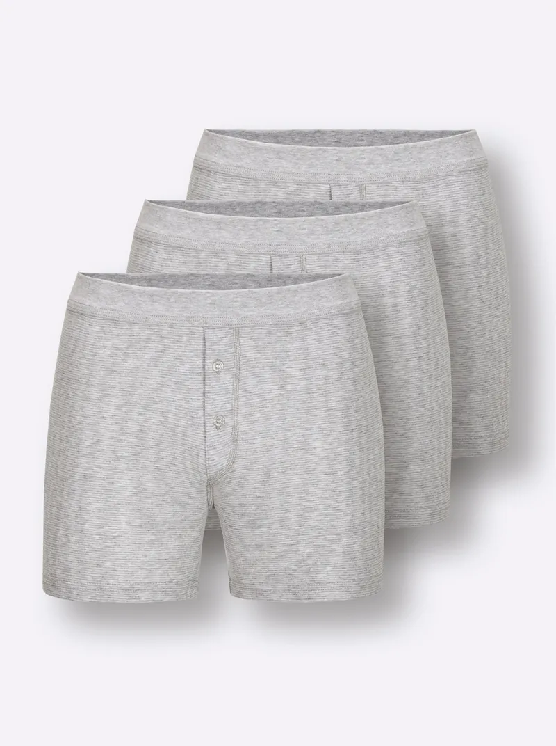 wäschepur men Boxershorts hellgrau-geringelt, Hellgrau-geringelt, – Produktbild 1 von 2