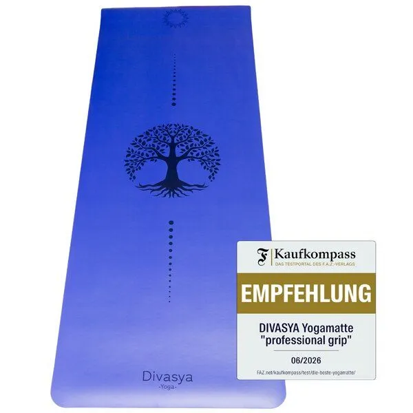 Divasya Divasya Yogamatte Naturkautschuk | rutschfester japanischer Grip | 6 Farben | Gurt & Hülle, Lifetree royalblau, – Produktbild 3 von 4