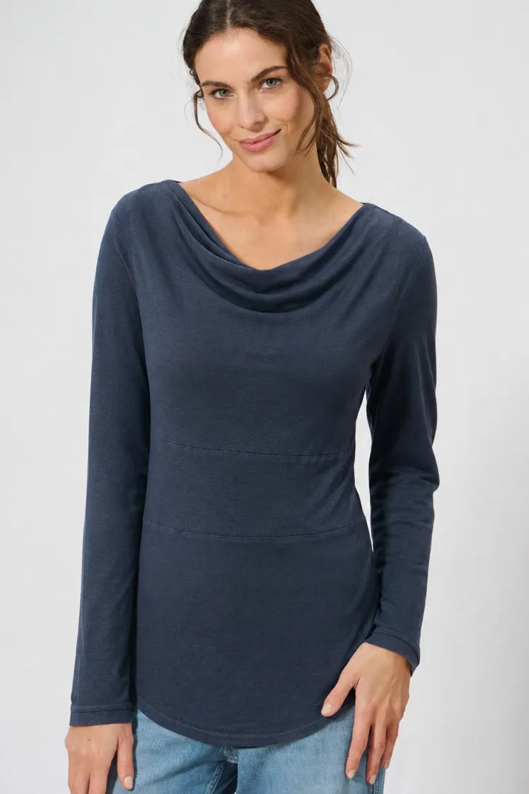 HempAge Hempage Damen vegan Top Mit Langen Ärmeln Wintersky Blau, Blau, – Produktbild 2 von 2