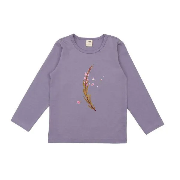 Walkiddy Kinder Langarmshirt GOTS-zertifiziert aus Bio-Baumwolle lila mit Heide-Motiv – Walkiddy, Lila, – Produktbild 1 von 2