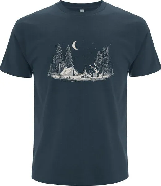 Spreecult Spreecult King of Camping - Bio und Fair - Männer Unisex T-Shirt, Denim blau, – Produktbild 2 von 2