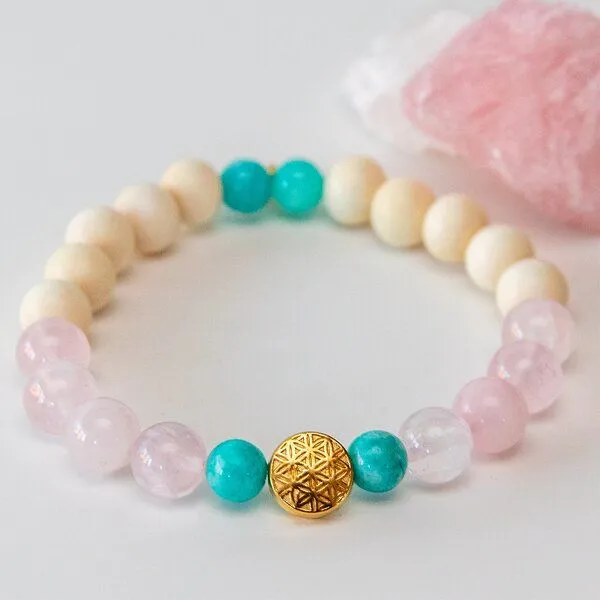 Divasya Divasya Yoga Armband Life's Flow - mit vergoldeter Schmuckperle Blume des Lebens – Produktbild 2 von 4