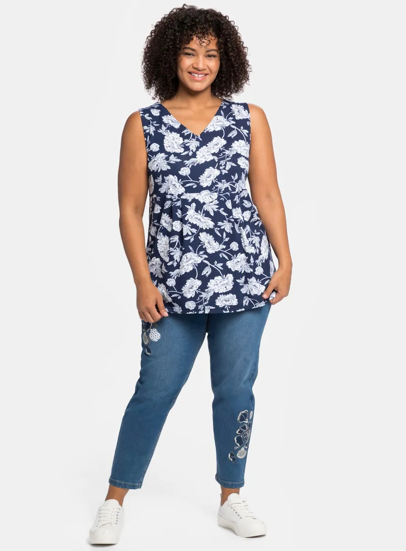 sheego by Joe Browns Longtop, Blau bedruckt, – Produktbild 1 von 2