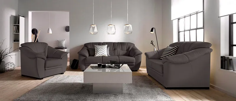 sit&more Polstergarnitur Savona, Set: 2- & 3er-Sofa, B: 148 bzw. 198 cm, Federkern-Polsterung, komfortable Sitzhöhe 46 cm, frei im Raum stellbar, stilvolles Design, Braun, – Produktbild 8 von 8