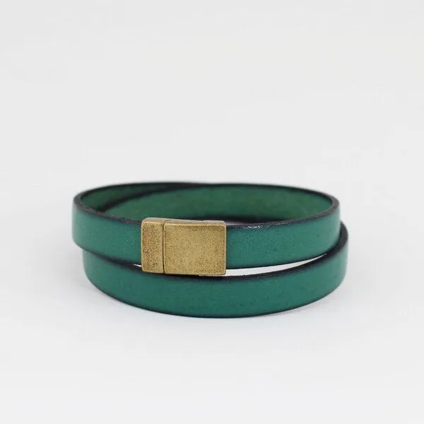 Mitienda Shop Mitienda Shop Lederarmband mit Magnetverschluss Unisex, Türkis-gold, – Produktbild 1 von 2