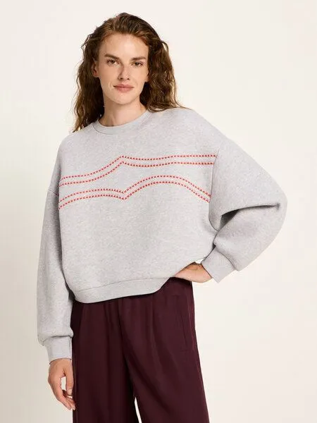 LANIUS LANIUS Statementsweatshirt (GOTS) aus Bio-Baumwolle, Grey melange, – Produktbild 2 von 4