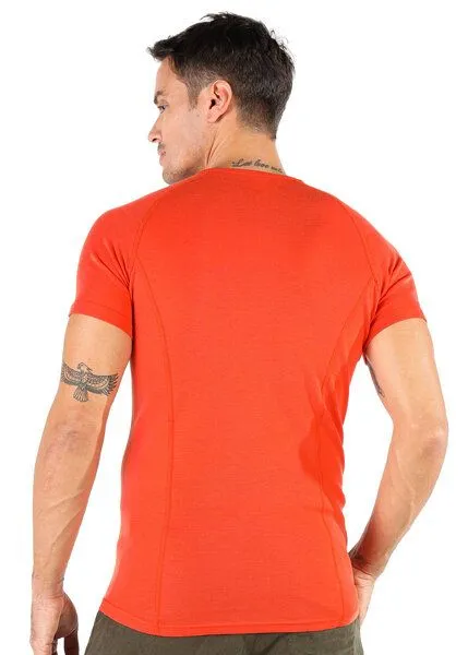 Woolona Woolona Kurzarmshirt - BERG- 100% Merinowolle, Orange, – Produktbild 3 von 4