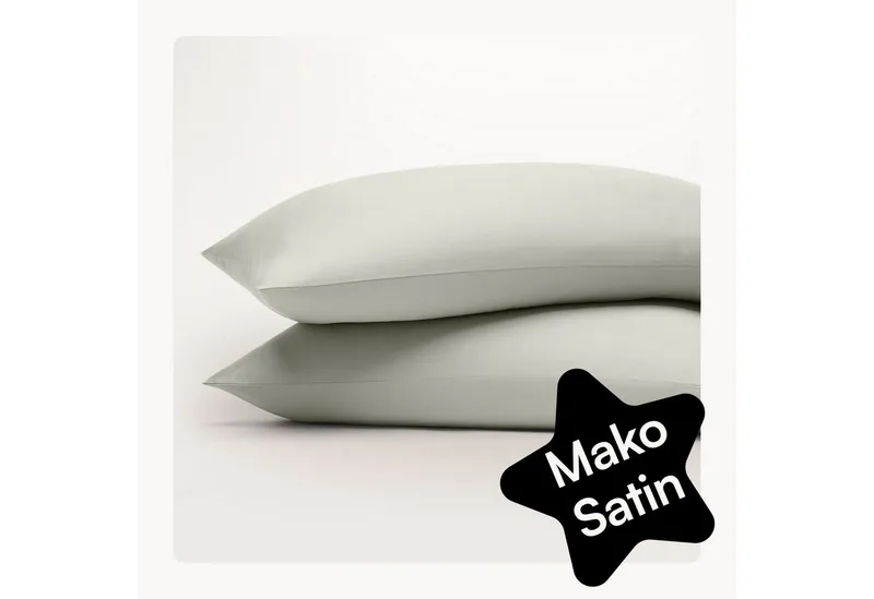 Seralino Kissenbezüge Mako Satin Kissenbezug (100% Bio Baumwolle) weich, hautfreundlich, (2 Stück), Fairtrade/ GOTS zertifizierte uni Kissenhülle mit Reißverschluss, Grün, – Produktbild 2 von 8