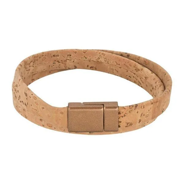 Kork-Deko Kork-Deko Breites Korkarmband für Damen mit bronzefarbenem Magnetverschluss – Produktbild 1 von 4
