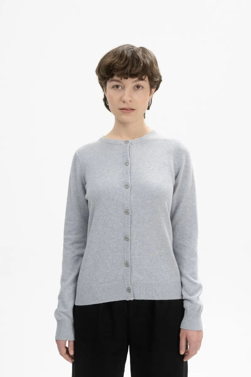 MELA MELA Damen vegan Strickjacke Fine Nameen Grau Melange, Hellgrau, – Produktbild 2 von 2
