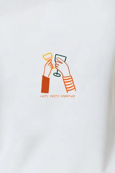 Kultgut Kultgut Artdesign - Biofair- Kuscheliger Sweatpullover /Juicy meet Smoothie, Natur, – Produktbild 3 von 4
