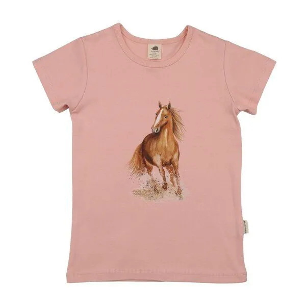 Walkiddy Walkiddy T-Shirt Rosa Pferd-Frontprint Bio-Baumwolle GOTS – Produktbild 1 von 3