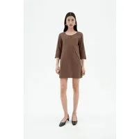 thinking mu Thinking MU Damen vegan Kleid Maria Gestreift Braun, Dunkelbraun, – Produktbild 1 von 1