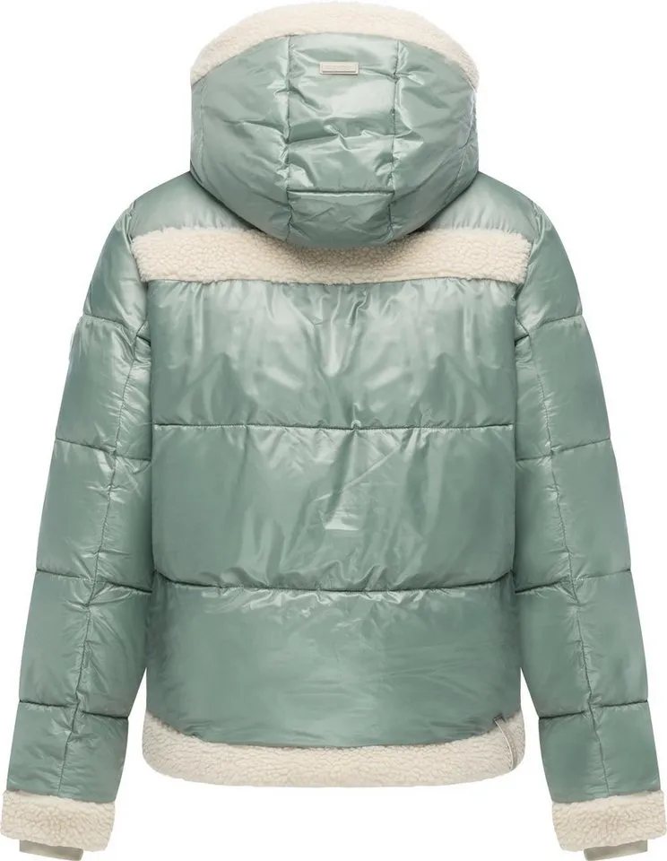 ragwear ragwear Winterjacke Editah Shiny YOUMODO Jacke mit Plüsch-Details und glänzender Optik, Grün, – Produktbild 4 von 4