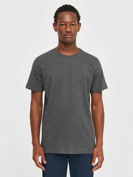 KnowledgeCotton Apparel KnowledgeCotton Apparel Basic T-Shirt O-Neck aus Bio-Baumwolle, Grau (dark grey melange), – Produktbild 1 von 4