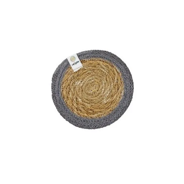 reSpiin reSpiin Untersetzer aus Seegras und Jute Ø 10cm, Grau, – Produktbild 1 von 2