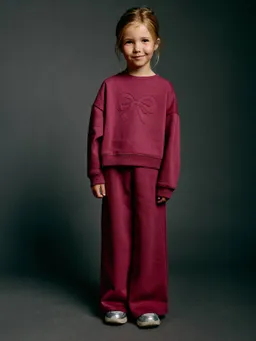 Vertbaudet Mädchen Set aus Sweatshirt mit Schleife und Jogginghose – Produktbild 1 von 1