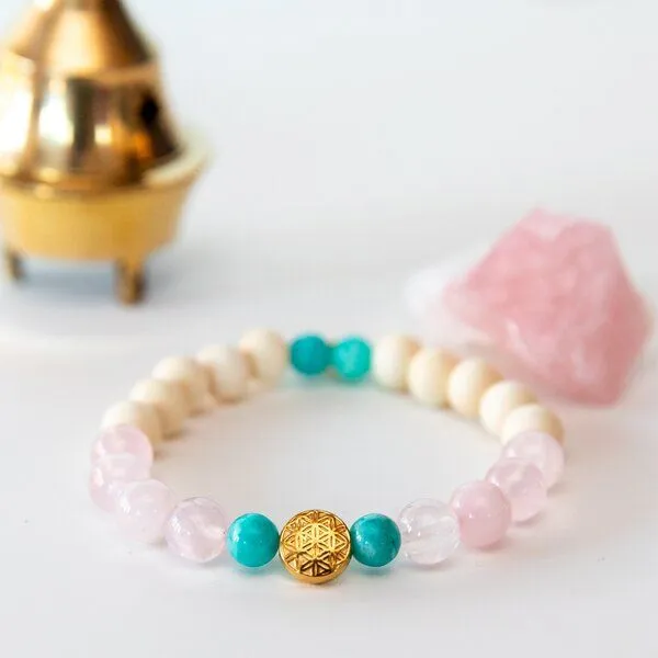 Divasya Divasya Yoga Armband Life's Flow - mit vergoldeter Schmuckperle Blume des Lebens – Produktbild 1 von 4
