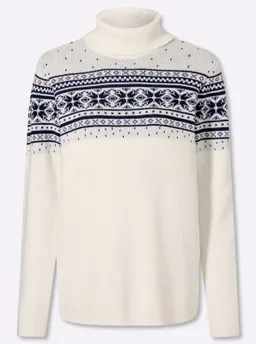 heine Jacquard-Pullover ecru-marine-gemustert – Produktbild 1 von 1