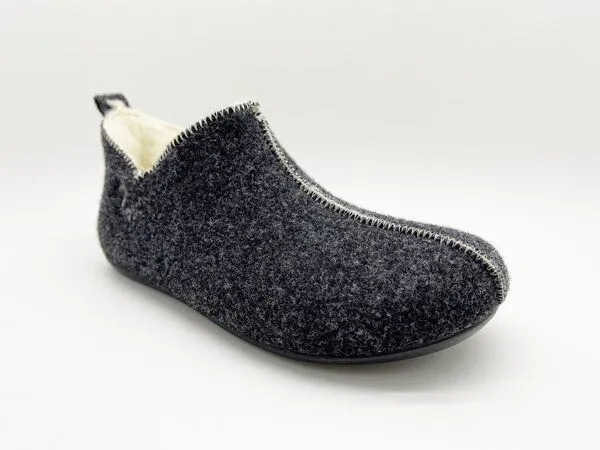 thies Hausschuh Slipper Boot "thies ®", echte Wolle und Bio-Schurwolle, fair produziert, Anthracite (dunkelgrau), – Produktbild 2 von 4
